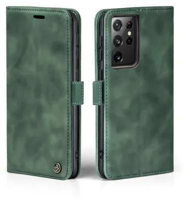 Produktbild von Handy Hülle für Samsung Galaxy S21 Ultra 5G Klapphülle Bookcase Flip Cover Handy Tasche Etui Farbe: Grün