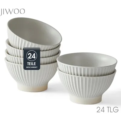 Produktbild von Schale set 24-teiliges Ø12 cm Müslischalen Frühstücksschale Dessertschale Keramik Schalen 24 Personen Matt-Glasur Mikrowellen- und Spülmaschinenfest