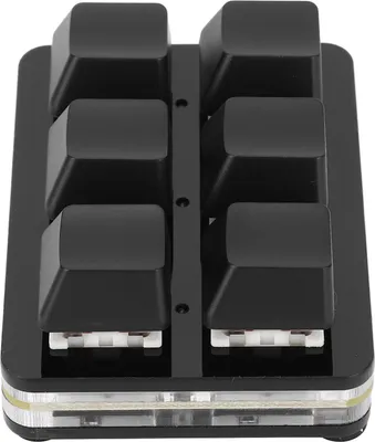 Obrázek produktu pro Mechanická herní klávesnice 6 kláves DIY Programovatelný červený spínač Malá USB drátová RGB mechanická klávesnice pro hry Kancelář černá