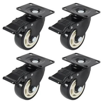 Produktbild von 4 Stück Schwerlastrollen 75mm mit Bremse Transportrollen Lenkrollen Gummirollen Laufrollen 360° Rollen
