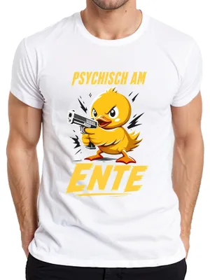 Obrázek produktu pro Tričko s potiskem "Veselé kuře s psychickými problémy", bílé, velikost S. (Obsahuje prvky humoru, sarkasmu a ironie.)