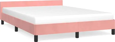 Produktbild von vidaXL Bettgestell mit Kopfteil ohne Matratze Rosa 140x190 cm Samt