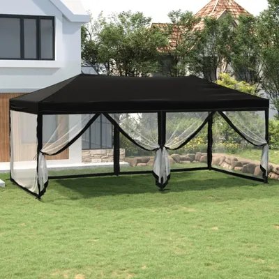 Obrázok produktu pre The Living Store Párty stan skladací s bočnými stenami čierny 3x6 m