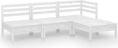 Produktbild von 4-tlg. Garten-Lounge-Set Massivholz Kiefer Weiß
