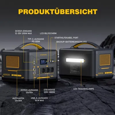 Obrázok produktu pre Prenosná elektráreň – 828 Wh LiFePO4 batéria, generátor pre domáce a vonkajšie použitie