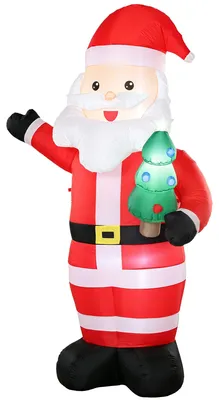 Produktbild von Aufblasbarer Weihnachtsmann, 243 cm, mit hellem LED-Licht, Weihnachtsdekoration für Innen- und Außenbereich, Rot