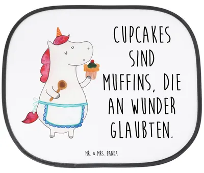 Produktbild von Mr. & Mrs. Panda Sonnenschutz Autoscheibe Einhorn Küche - Weiß - Geschenk, Auto, Sonnenblende, Muffin, Fürs, Kuchen, Motivation, Torte, fenster, Unicorn, Einhörner