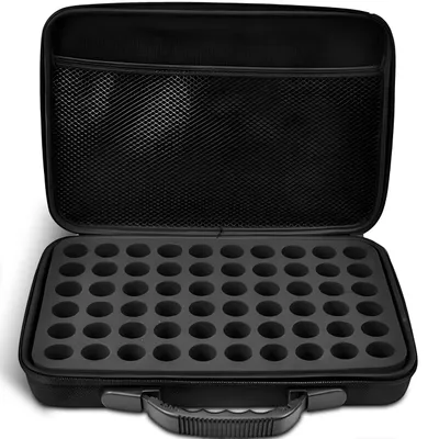 Produktbild von Aufbewahrungstasche für ätherische Öle, geeignet für 60 Fläschchen, Nagellacketui, Organizer, Make-up-Tasche, Kosmetiktasche, tragbar für Reisen, schwarz mit Tragegriff