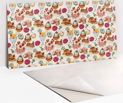 Produktbild von Dekorative PVC Wandpaneele - Küchenpaneele Rückwand hart Innenwand - 100 x 50 - Farbenfrohe Süßigkeiten