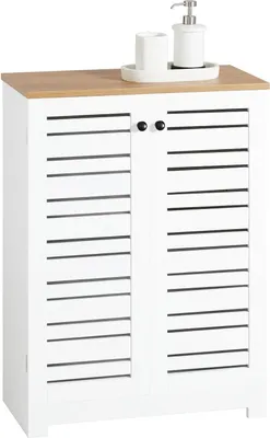 Immagine prodotto di SoBuy Armadio basso per cucina, bagno, toilette, mobile da bagno con 2 ante a ribalta, L60xP30xH82cm