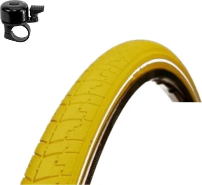 Image de 1 x pneu de vélo DSI Reflex jaune 40-635 (28 x 1 1/2) avec sonnette
