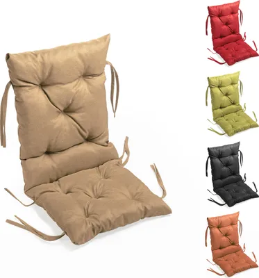 A collection of chair cushions in various colors displayed against a white background.