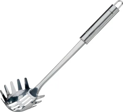 Produktbild von Fackelmann Spaghettilöffel 32 cm OVALGRIFF, Nudellöffel aus Edelstahl, Küchenhelfer mit ergonomischen Griff (Farbe: Silber)