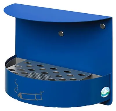 Produktbild von Wandascher mit Schutzdach verschließbar | 1,5 Liter, HxBxT 23x30x15cm | Verzinkter Stahl | Blau