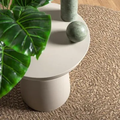 Produktbild von Runder Teppich mit Jute-Optik, 90 cm, für Innen- und Außenbereiche