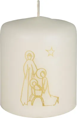 Produktbild von Weihnachtskerze Krippe in Gold 60 x Ø 50 mm, 1 Stück