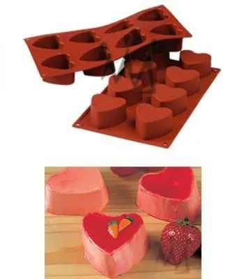 Produktbild von silikomart | SF040 Silikonform für Einzelportionen HEART, antihaftbeschichtet, 6