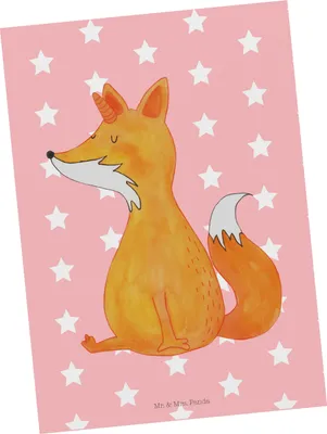 Produktbild von Mr. & Mrs. Panda Postkarte Einhorn Fuchs - Rot Pastell - Geschenk, Ansichtskarte, Fotokarte, Füchse, Grußkarte, bildkarte, Postkarten, Unicorn, Einhörner, Fuchshörnchen