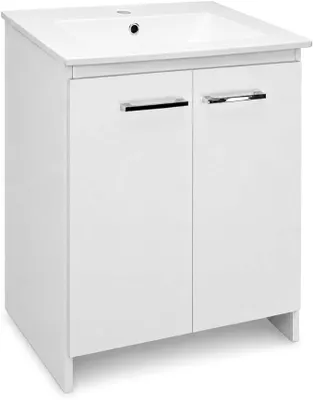 Produktbild von Ronda - Waschbecken mit Unterschrank 60 cm Breit, Waschtisch mit Unterschrank mit 2 Türen, Waschbeckenunterschrank Badmöbel 2er Set, Unterschrank für Badezimmer - Waschbeckenunterschrank Weiß