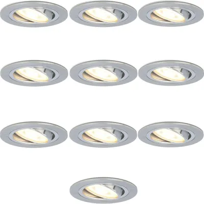 Produktbild von hoftronic LED Einbaustrahler 5W 400lm GU10 2700K Schwenkbar Edelstahl Set 10x