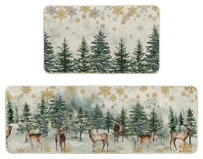 Küchenläufer-Set 2er, Aquarel-Motiv, 43x73 + 43x118 cm