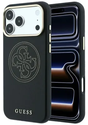 Obrázok produktu pre Puzdro Guess s perforovaným zlatým logom 4G MagSafe pre iPhone 18 Pro / 17 Pro, čierna farba