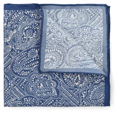 Produktbild von Lancerto Seiden Einstecktuch Blau Gemustert Elegant