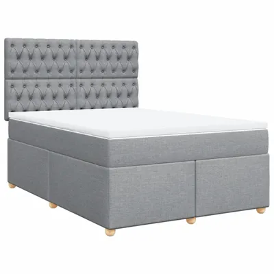 Produktbild von vidaXL Boxspringbett mit Matratze Hellgrau 140x200 cm Stoff