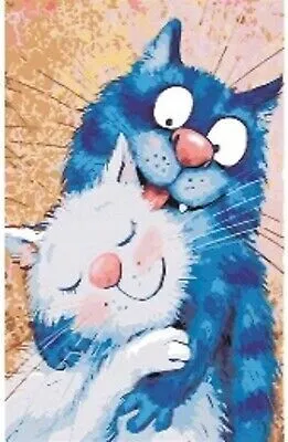 Produktbild von 50x40 cm Malen nach zahlen Set mit Holzrahmen Lustige Katzen