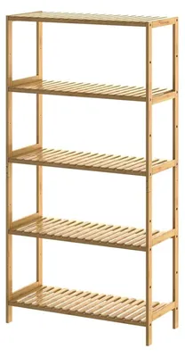 Image de Étagère de salle de bain en bambou - Étagère sur pied salle de bain - 5 niveaux réglables - Naturel - 130 x 60 x 26 cm