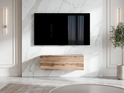 Produktbild von AX LIVING Barvo 100 cm TV Kommode Lowboard Braun Eiche Wotan Hängend