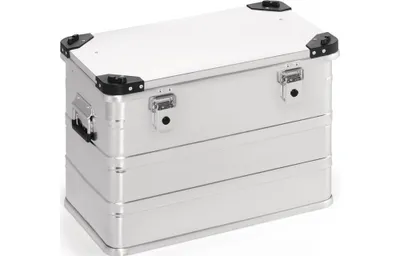 Productafbeelding van Aluminiumkoffer, afmetingen 582 x 385 x 410 mm, inhoud 76 liter, met flipdeksel en stapelranden