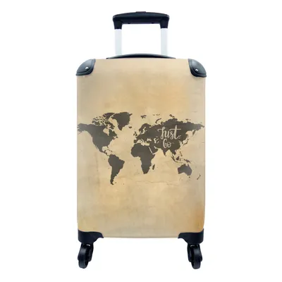 Obrázek produktu pro Kufr Příruční zavazadlo na kolečkách Malý cestovní kufr na 4 kolečkách Mapa světa - Vintage - Citáty - Velikost kabiny < 55x40x23 cm a 55x40x20 cm -
