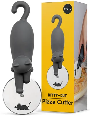 Pizzaschneider Edelstahl, Katzenmotiv, lustiges Küchenwerkzeug