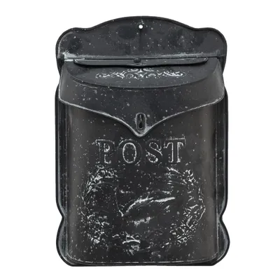 Image de Clayre & Eef Boîte aux lettres 26x8x39 cm Noir Métal Fleurs