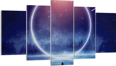 Produktbild von Bild auf Leinwand - Leinwandbild - 5 Teile - Fantasie Ring Kosmos - 160x85cm - Wand Bild - Wanddeko - Wandbilder - Leinwanddruck - Bilder - Wanddekoration - Leinwand bilder - Wandbild - EA160x85-4664