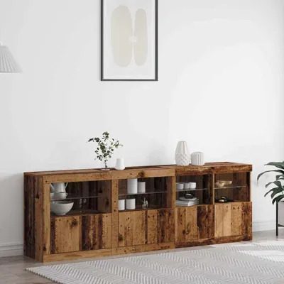 Produktbild von vidaXL LED-Sideboard Altholz 202 x 37 x 67 cm Holzwerkstoff