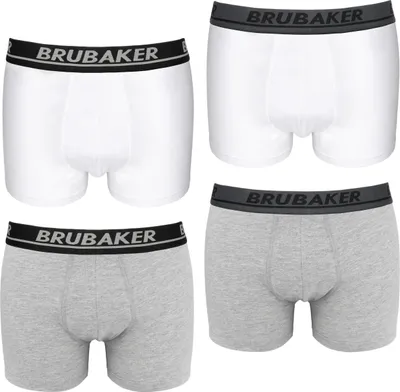 Image de Brubaker Boxers Hommes Rétro - Lot de 4 boxers rétro - Hipster Boxer avec ceinture élastique Confortable et respirant sans ouverture - Sous-vêtements pour hommes en coton et Élasthanne®