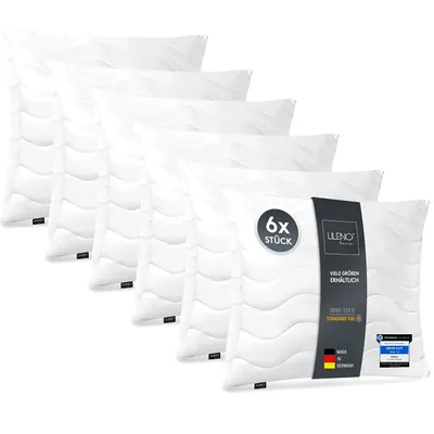 Produktbild von LILENO HOME Kopfkissen 40x40 cm [6er Set] als Kissen-Füllung - Bett oder Deko Kissen mit Reißverschluss zum Anpassen - Waschbar bis 95° - Sofa-Kissen & Zierkissen für Couch / Bett