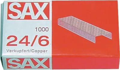 Produktbild von SAX Heftklammer 1-246-01 Nr. 24/6mm verkupfert 1.000 St./Pack.