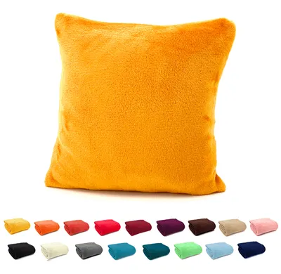 Produktbild von heimtexland ® Flanell Kuschel Kissen Super Soft Plüsch Deko Kissenhülle Typ380 Safran 48 x 48 cm