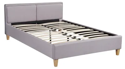 Produktbild von Polsterbett ANAIS Doppelbett 140x200 cm Designbett Bettgestell inklusive Lattenrost, Stoffbezug in grau