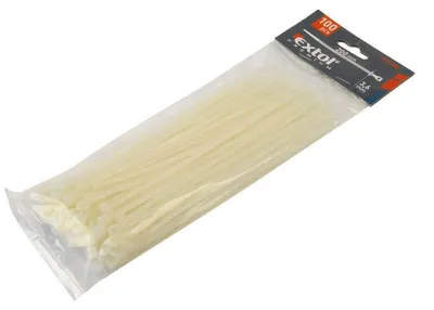 Obrázek produktu pro Pásky stahovací bílé, 380x4,8mm, 100ks, nylon