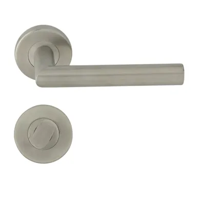 Produktbild von DOMINO Türgriff Drückergarnitur WC-Badezimmer | Rund-Rosette | Türbeschlag für Badezimmertüren | Set WC-Rosetten-Garnitur | Znal | INOX | SIGMA-R INOX