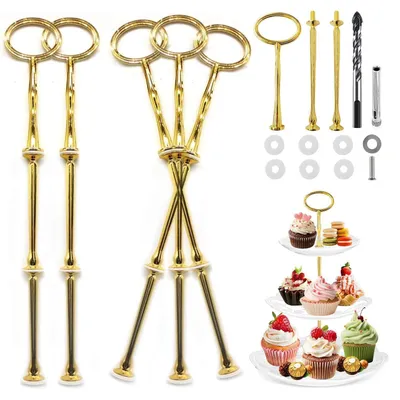 Produktbild von Etagere Stangen Set Gold 5 Stück Zinklegierung Bastelset für Tortenständer