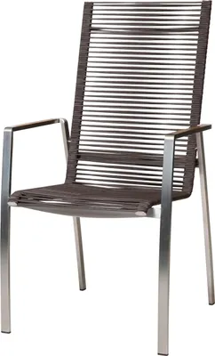 Produktbild von Diamond Garden Stapelstuhl ATLANTA, Edelstahl / Rope Mocca / Teak-Armlehnen