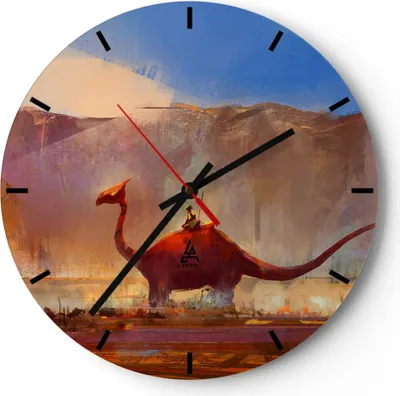 Produktbild von Wanduhr - Rund - Glasuhr - Fantasie Märchen - 40x40cm - Schleichendes Uhrwerk - Lautlos - zum Aufhängen bereit - Dekoration Modern - Wanddekoration aus Glas - C3AR40x40-3932