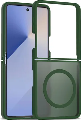 Immagine prodotto di Custodia magnetica per Samsung Galaxy Z Flip 7, compatibile con MagSafe, retro traslucido opaco, resistente agli urti Verde
