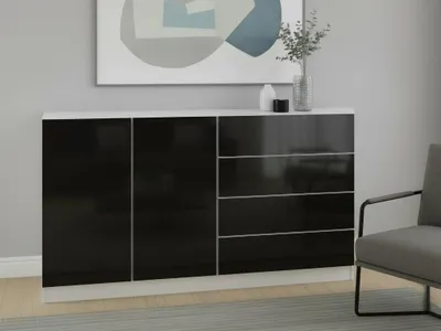 Produktbild von Kommode "Vaasa" 152cm, schwarz-glänzend