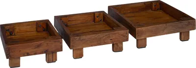 Image de Support de Plante 3 pcs Marron Bois d'Acajou